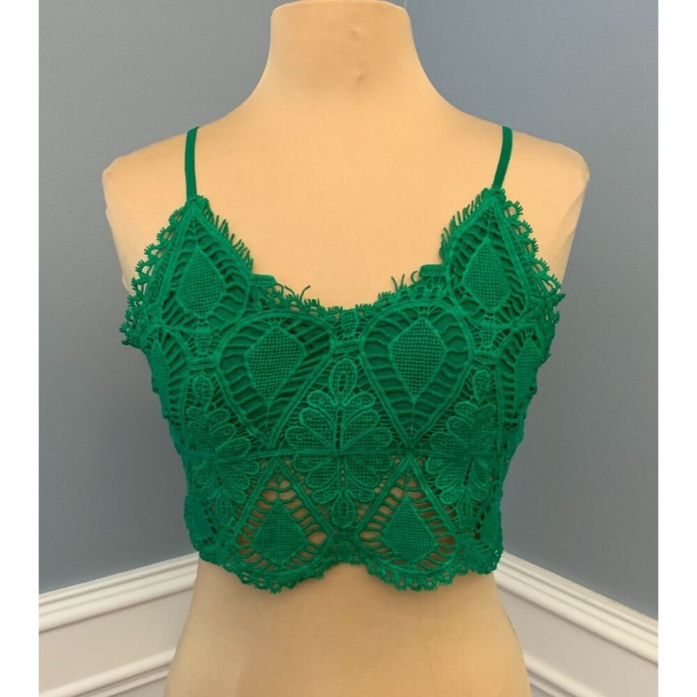 Its Fashion Bralette Womens M Ilektra Lace Green Free Boho Festival Beach Pool